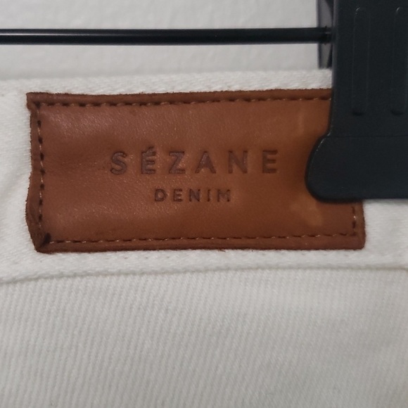 Sezane 1967 ecru denim high rise straight leg pants - Picture 12 of 16